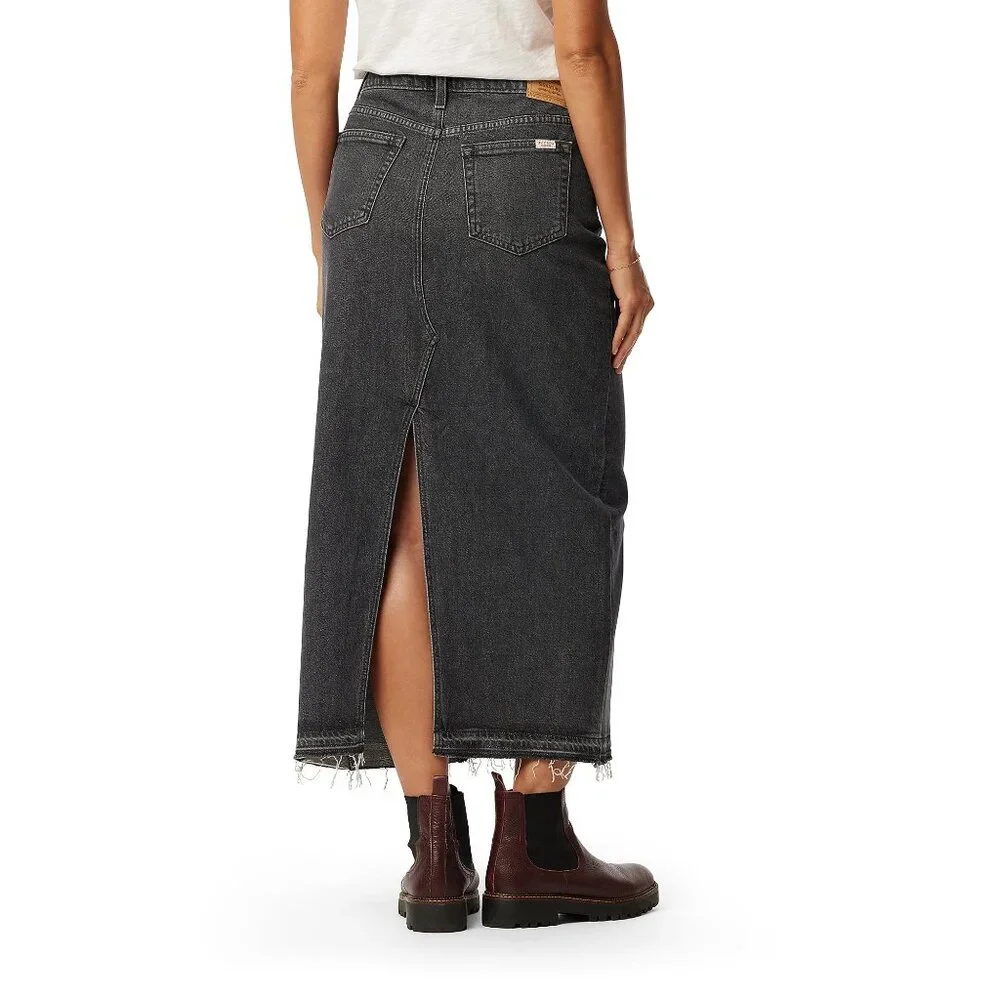 New Women's Levi's Strauss Signature Denim MAXI Skirt Rising Star Charcoal Wash - Picture 2 of 5